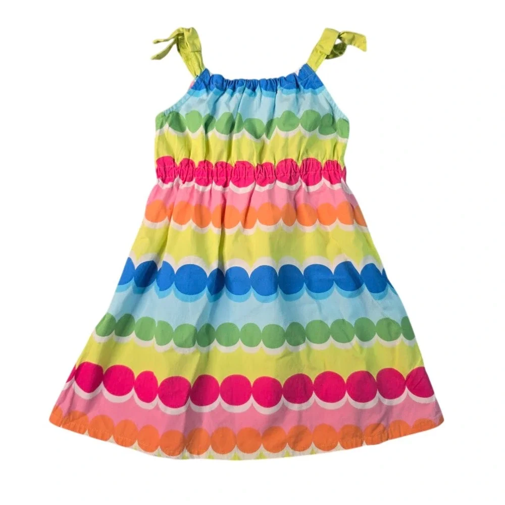Gymboree Rainbow Polka Dot Sundress Girls 6 Multicolor Cotton Tie Strap Summer